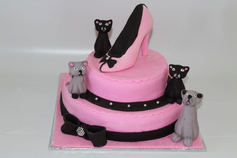 עוגת נעל מפוסלת עם חתולים2